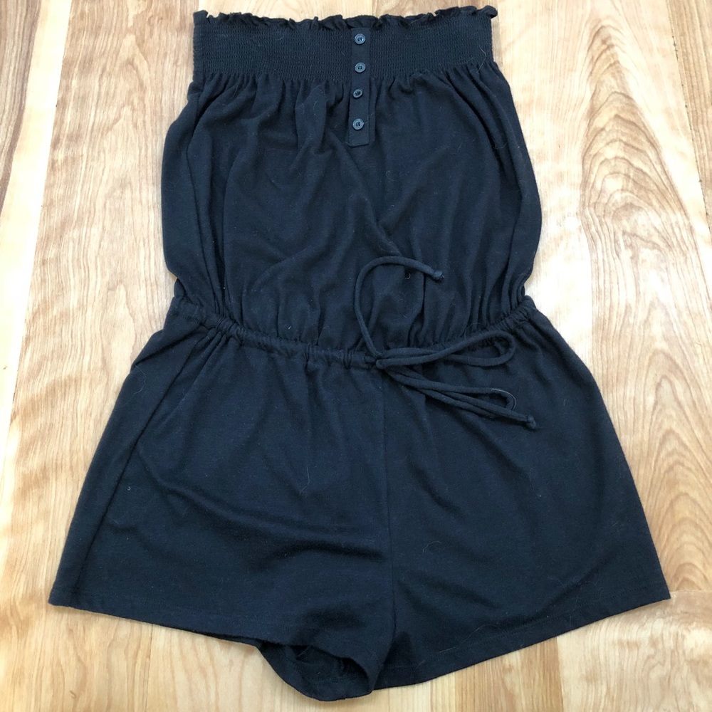 Black strapless romper